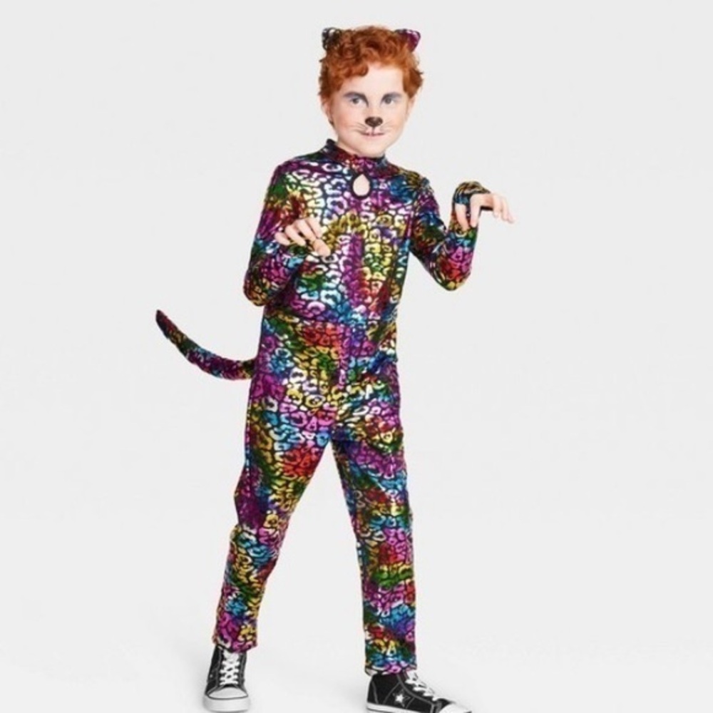 Wild Cat Halloween Costume
Jumpsuit with Headpiece Large - Hyde & EEK! Rainbow